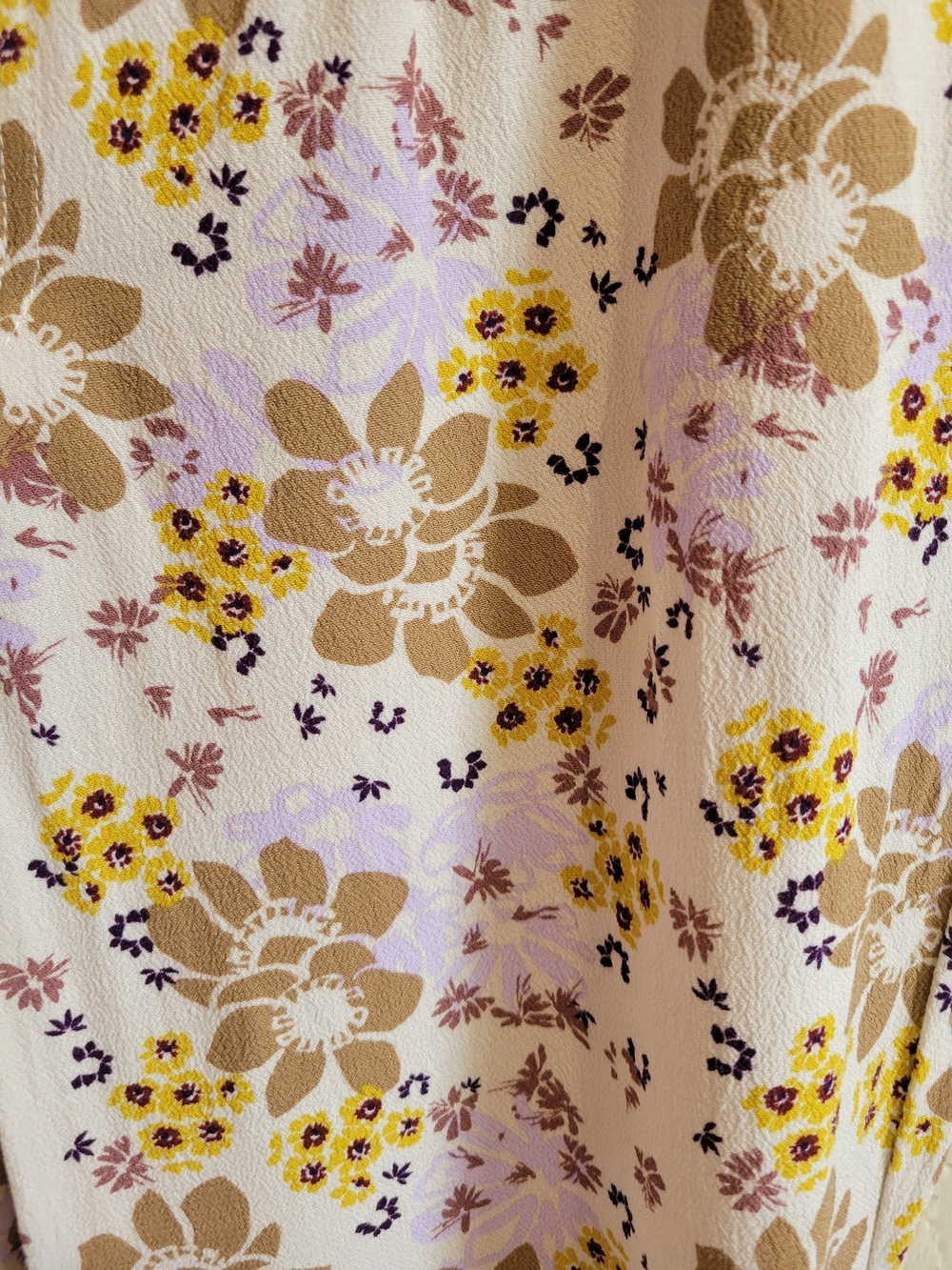 Free People Floral Wide-Leg Pants in White, Brown and Yellow - Picture 3 of 6